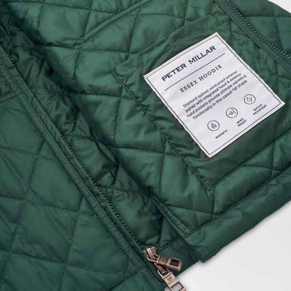 Peter Millar Balsam Essex Full-Zip Hoodie MF23Z14 Green Jacket Quilted - Picture 7 of 7